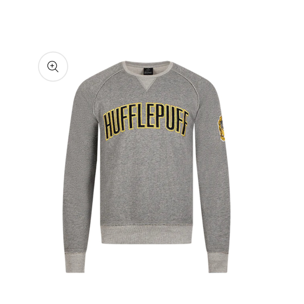 Harry Potter Men’s Hufflepuff Crewneck Sweatshirt Size S Heather Gray Appliqué‌